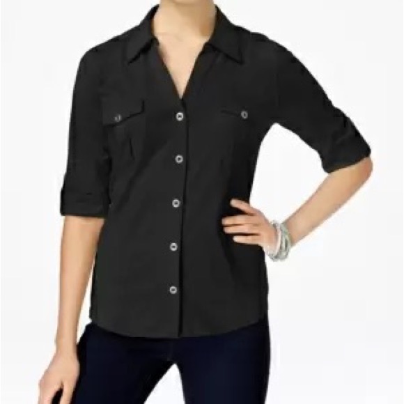 Style & Co. Tops - Style & Co Woman's Black Utility Shirt Size Small NWT